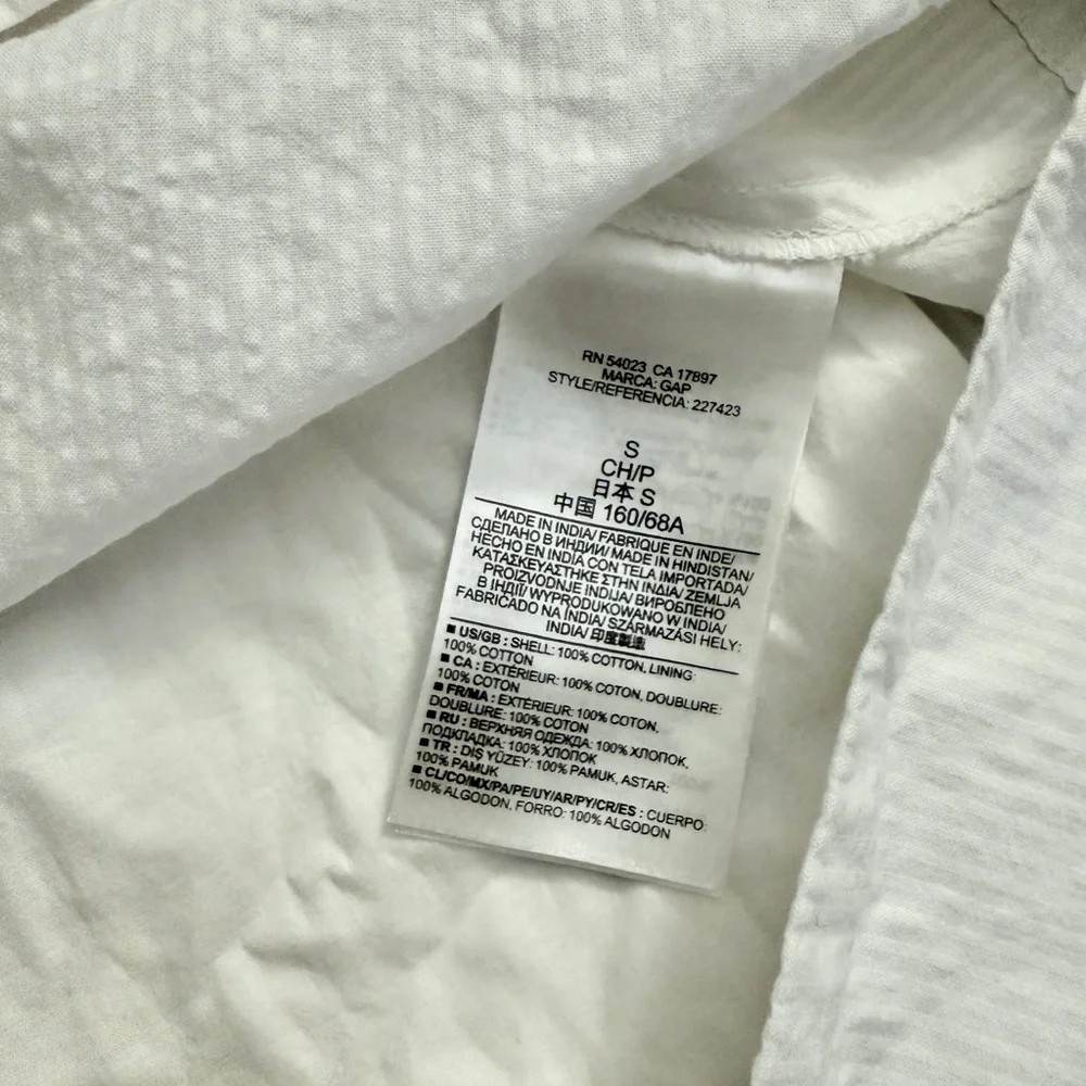 GAP MIDI Dress Women size Small White Long Sleeve Button Aline Drawstring Dress - Picture 12 of 12